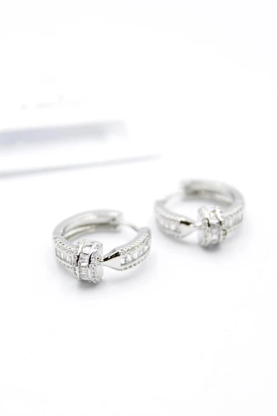 Taşlı Çivi Küpe - Gümüş ürün görseli