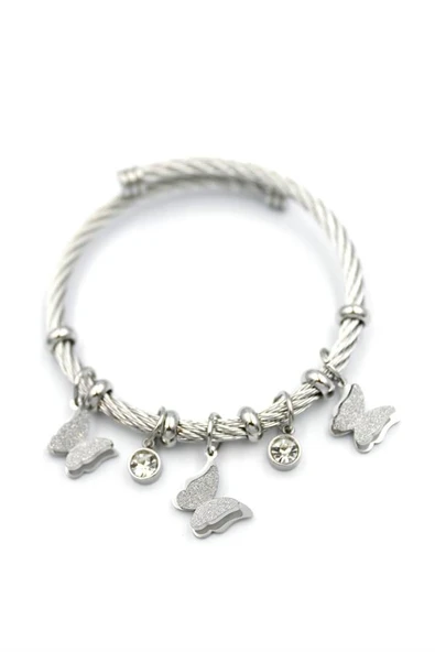 Kelebek Charm Bilezik - Gümüş - Resim 2