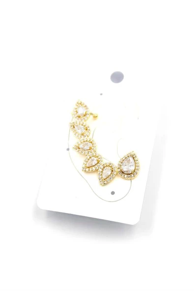 Taşlı Kıkırdak Küpe - Altın - Resim 2