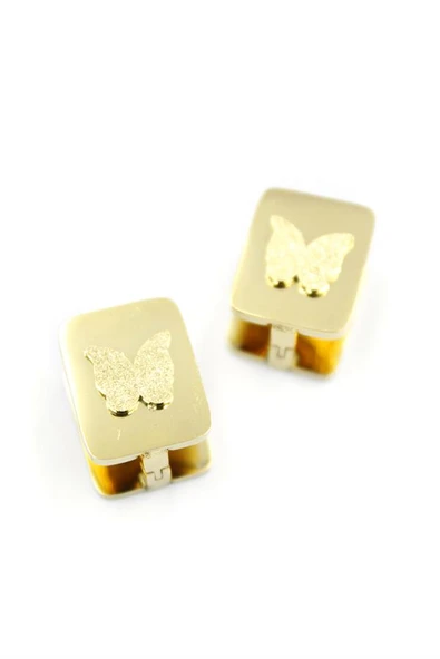 Kelebek Çelik Küpe - Altın ürün görseli