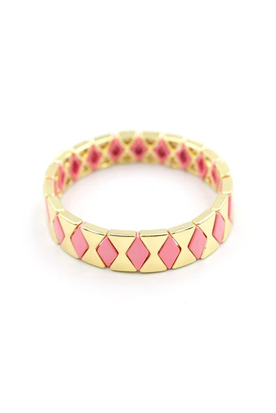 Lastikli Porselen Bilezik - Pembe - Resim 2