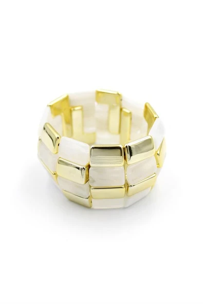 Lastikli Taşlı Bilezik - Krem ürün görseli 1