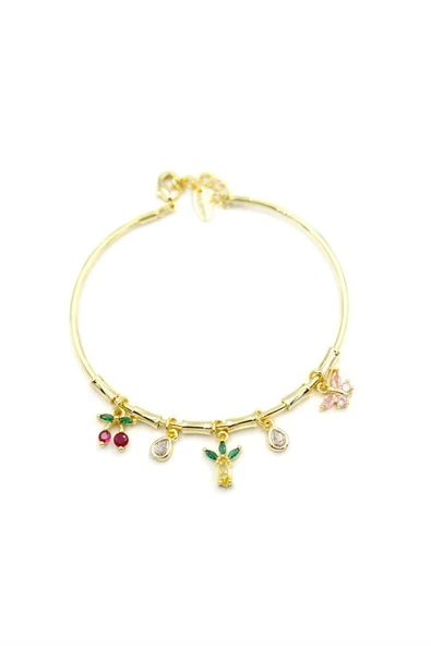 Ananas Charmlı Bilezik - Altın - Resim 2