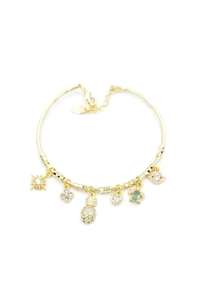 Ananas Charmlı Bilezik - Altın ürün görseli 1