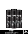 3 Adet Axe Erkek Deodorant & Bodyspray Black 48 Saat Etkileyici Koku Vücut Spreyi 150 ml - Resim 2