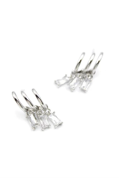 Baget Taşlı Küpe - Gümüş - Resim 2