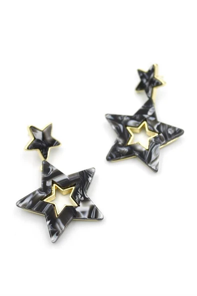 Yıldız Küpe - Siyah - Resim 2