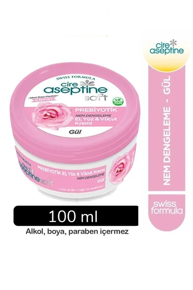 Cire Aseptine Soft Gül Özlü Nem Dengeleyici , Besleyici Prebiyotikli Krem 100 ml ürün görseli 1