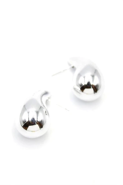 Orta Boy Damla Küpe - Gümüş ürün görseli