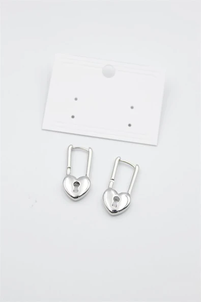 Kalp Kilit Küpe - Gümüş ürün görseli