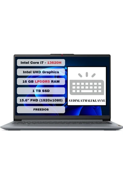 LENOVO IdeaPad Slim 3 15IRH8 83EM00DQTR Intel Core i7 13620H 16GB 1TB SSD Freedos 15.6" FHD ürün görseli 1