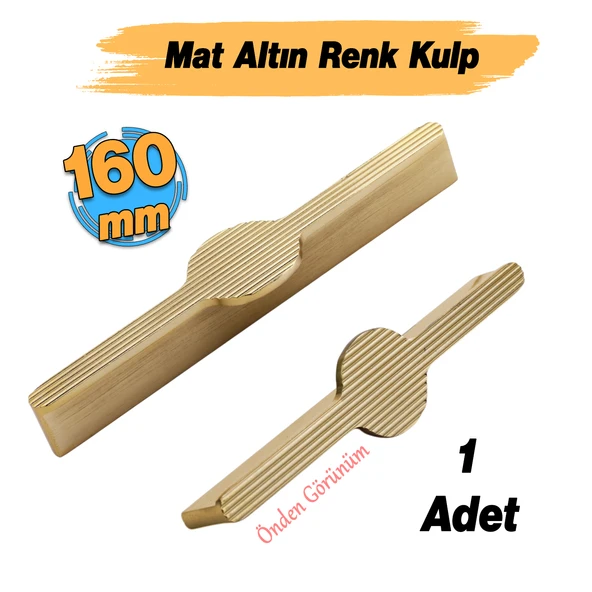 Saral Çizgili Mat Altın Metal Kulp 160 mm 16 cm Mobilya Çekmece Mutfak Dolabı Dolap Kapak Kulpları - Resim 2