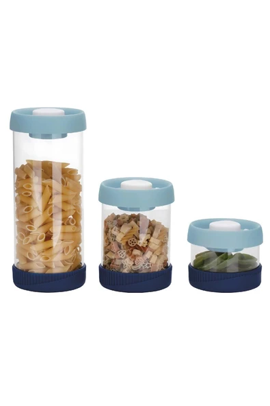 Yuvarlak Vakumlu Cam Saklama Kabı Seti, 3'Lü Set (450 ml+840 ml+1500 ml) ürün görseli