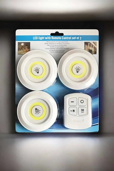 Mutfak Dolap Altı Işığı Uzaktan Kumandalı Yapışkanlı Kablosuz Pilli - 2