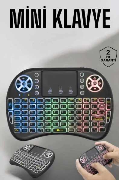 Işıklı Kablosuz Mini Q Klavye Tüm Cihazlara Uyumlu ürün görseli 1