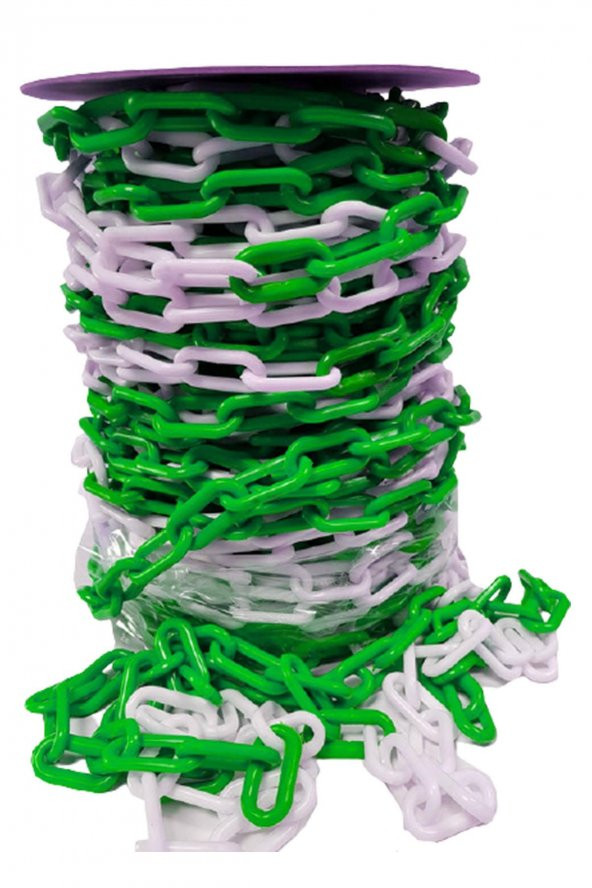 6 Mm 5 Metre Yeşil Beyaz Plastik Tafik/Park Zincir - 2