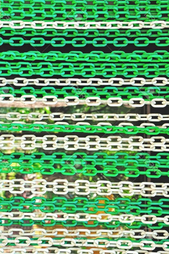 6 Mm 5 Metre Yeşil Beyaz Plastik Tafik/Park Zincir - 3