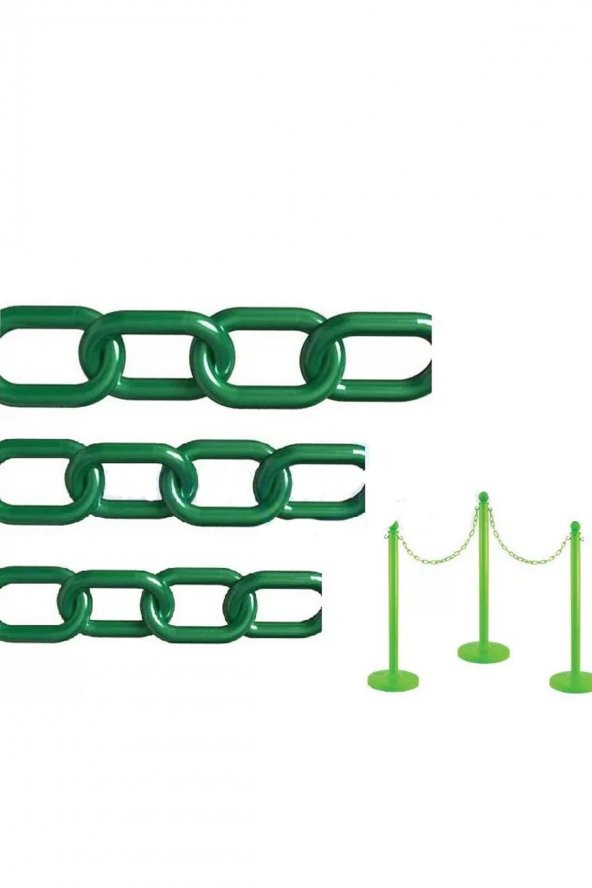 6 Mm 5 Metre Yeşil Beyaz Plastik Tafik/Park Zincir - 4