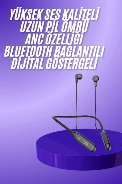 Boyun Bantlı Kablolu Yüksek Ses Kaliteli Bluetooth Kulaklık Uzun Pil Ömrü 100 saat sarj - 2