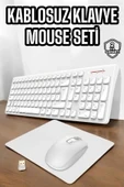 Q Klavye Beyaz Klavye Ve Mouse Seti Kablosuz USB Girişli - Resim 2