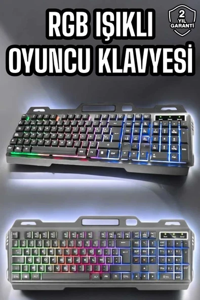 Led Işıklı Oyuncu Klavye Usb Girişli RGB Işıklı Q Klavye Mouse Hediyeli ürün görseli 1