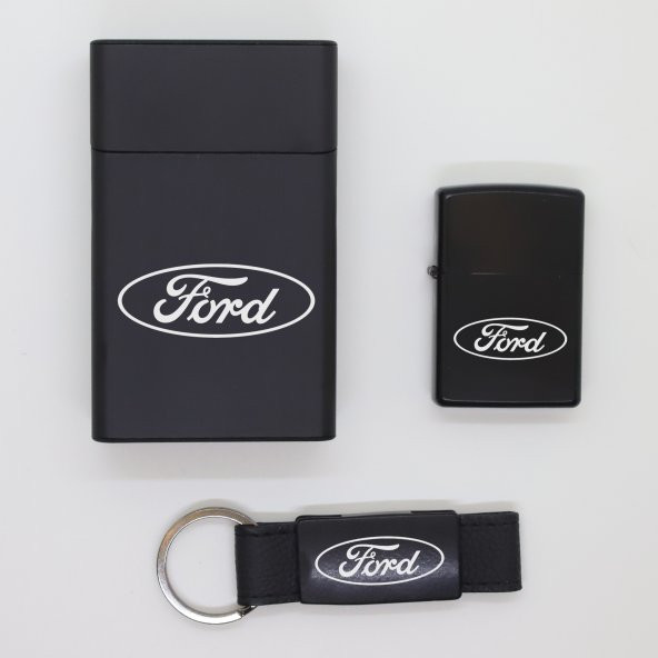 Ford Metal Sigara Kutusu, Zippo Çakmak ve Anahtarlık Seti