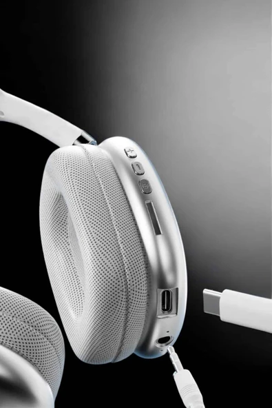 P9 Air Max Kablosuz 5.0 Mikrofonlu Bluetooth Kulaklık Beyaz Yüksek Ses Kaliteli - Resim 2