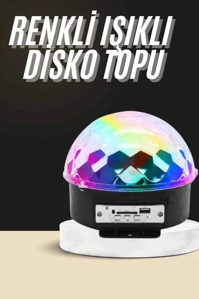 Led Işık Disko Topu Bluetooth Hoparlörlü USB Müzik Çalar Kumandalı ürün görseli 1
