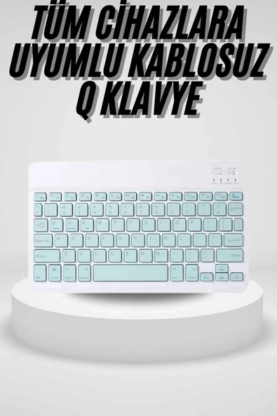 Uyumlu Kablosuz Bluetooth Şarj Edilebilir Mini Q Klavye - 1