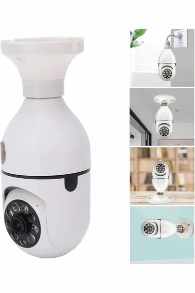 Wifi Güvenlik Kamerası Çift kameralı Ampule Takılabilir Sensörlü - 4
