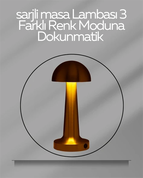 USB Şarjlı Dokunmatik LED Masa Lambası – 3 Renk Modu & Dimmer ürün görseli 1