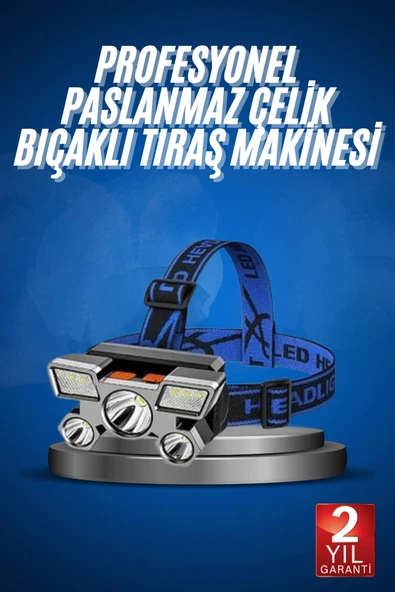 5 LED Far Şarj Edilebilir Güçlü Kafa Lambası Kamp Lambası 4 Modlu - 1