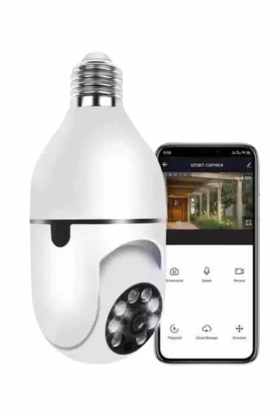 Wifi Güvenlik Kamerası Çift kameralı Ampule Takılabilir Sensörlü - 3