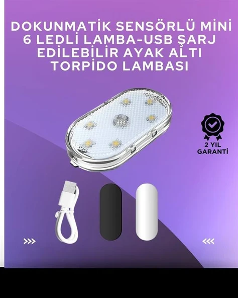 USB Şarjlı, 3 Saat Kesintisiz Çalışan Araba Atmosfer Işıkları ürün görseli 1