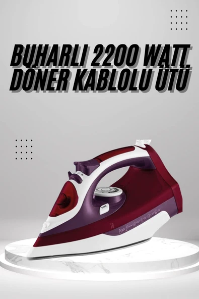 Seramik Tabanlı Kırmızı 2200 Watt Şok Buharlı Ütü - 1