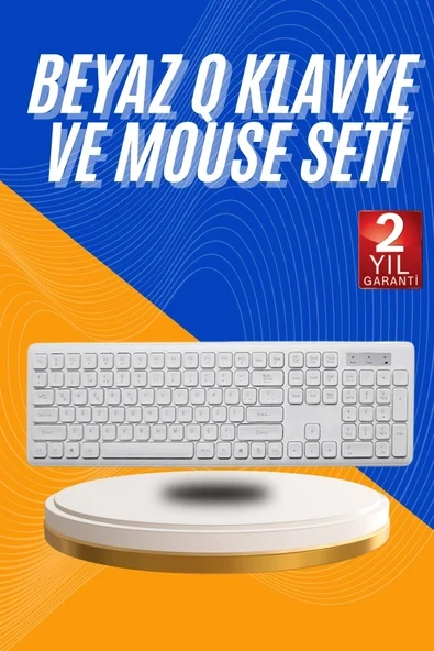 Kablosuz Klavye Mouse Seti Beyaz Q Klavye Tüm Cihazlara Uyumlu ürün görseli 1