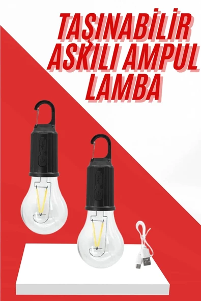 Şarjlı Aydınlatma Ampul Tasarımlı Ambians Işık Askılı Kamp Lambası ürün görseli