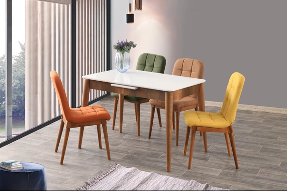Açılır Mdf Mutfak Masa Sandalye Takımı 70x110cm - 5