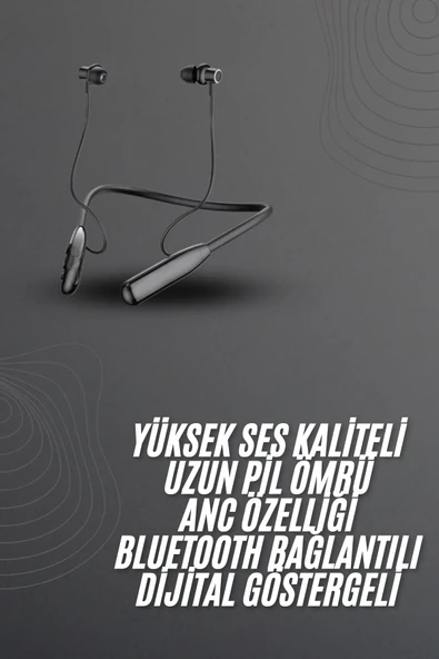 100 Saat Bluetooth Kulaklık Dijital Göstergeli ANC Özelliği Kablolu - 2