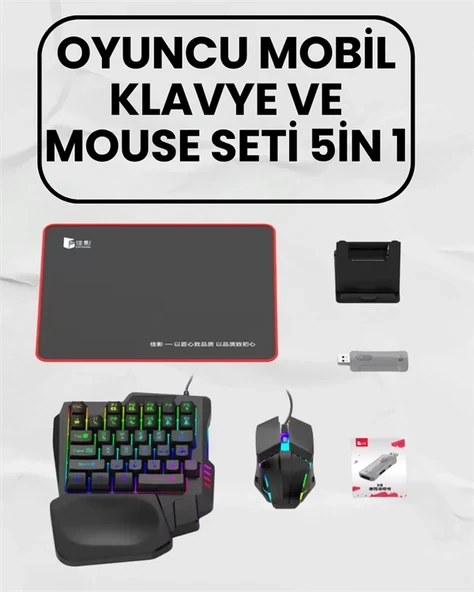 Bluetooth 5.3 Bağlantılı Mobil Oyun Dönüştürücü Set – Klavye + Mouse + Adaptör ürün görseli 1