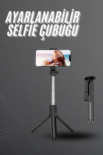 Selfie Çubuğu Tripod Bluetooth Kumandalı Selfie Çubuğu Telefon Tutucu ürün görseli 1