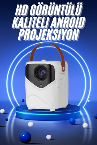 HD Ayaklı Portatif Projeksiyon Cihazı Bluetooth Wifi Akıllı Android İşlemcili - 1