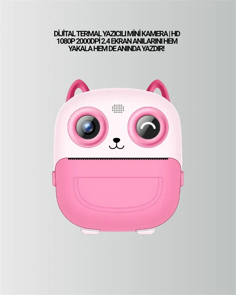 2.4” Ekranlı Mini Kamera – 1080p Kayıt + Mürekkepsiz Yazdırma - Resim 2