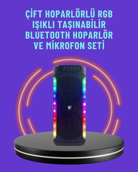 Ev ve Dış Mekan Kullanımına Uygun RGB Işıklı Hoparlör ürün görseli