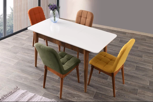 Açılır Mdf Mutfak Masa Sandalye Takımı 70x110cm - 2