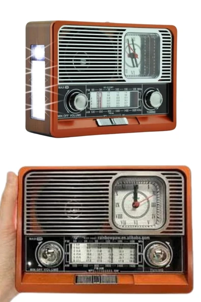 Nostaljik Vintage Radyo Taşınabilir Bluetooth Bağlantılı Hoparlör Radyo - Resim 2