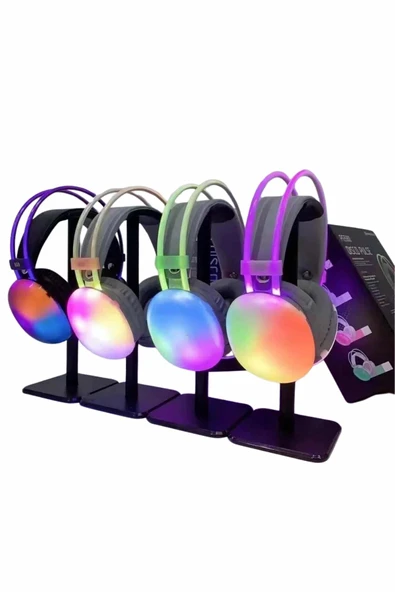 RGB Işıklı Yüksek Ses Kaliteli Kablosuz Kulak Üstü Bluetooth Kulaklık - 2