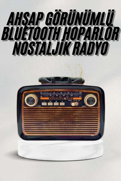 Bluetooth Hoparlör Ahşap Renk Vintage Işıklı Nostaljik Radyo Fm Ahşap Görünümlü ürün görseli