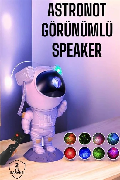 Astronot Bluetooth Hoparlör Gökyüzü Projektör Gece Lambası - Resim 2