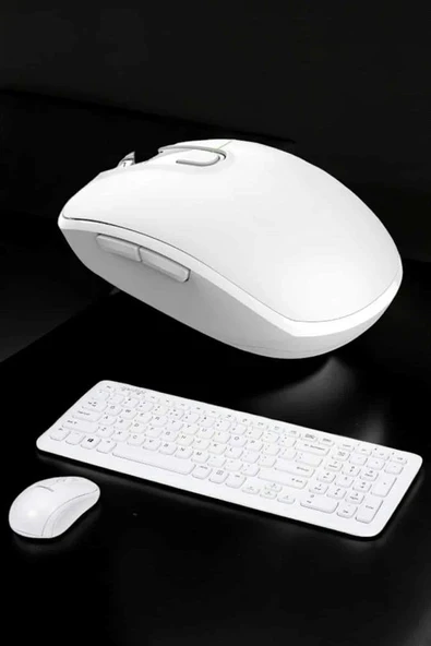 Beyaz Kablosuz Klavye Fare Seti Kablosuz Fare USB Alıcı PC Uyumlu ürün görseli 1